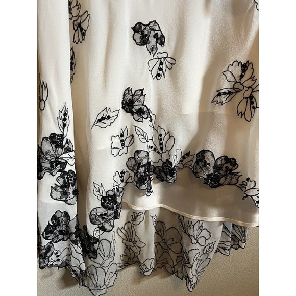 BCBGMAXAZRIA Dress 10 Ivory Black Silk Flowy Wedding Party Cruise NWT $228 - Picture 10 of 12